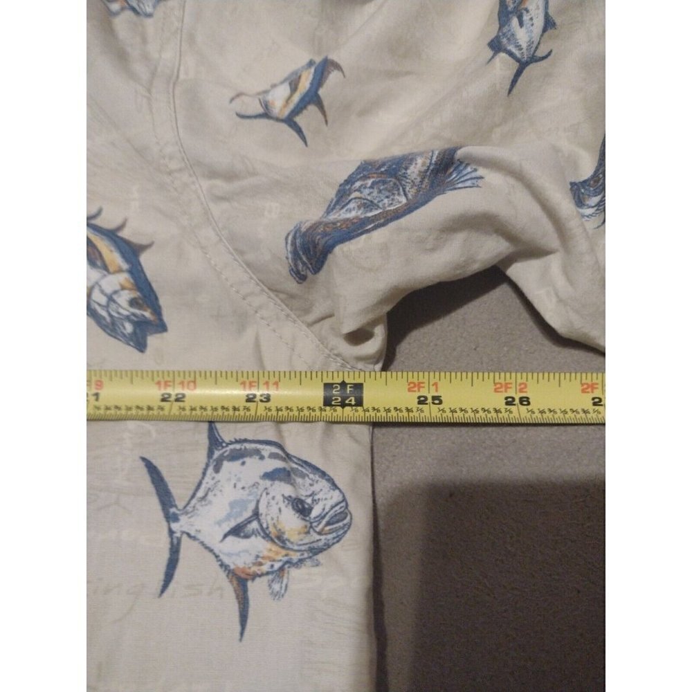 Columbia Sportswear Company Short Sleeve Fish Print Button Shirt Mens Large L - Picture 9 of 13